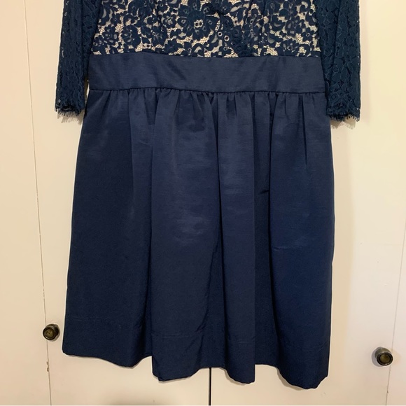 Eliza J Navy Fit & Flare Lace & Faille Navy Cocktail/Formal  Dress - Picture 6 of 11